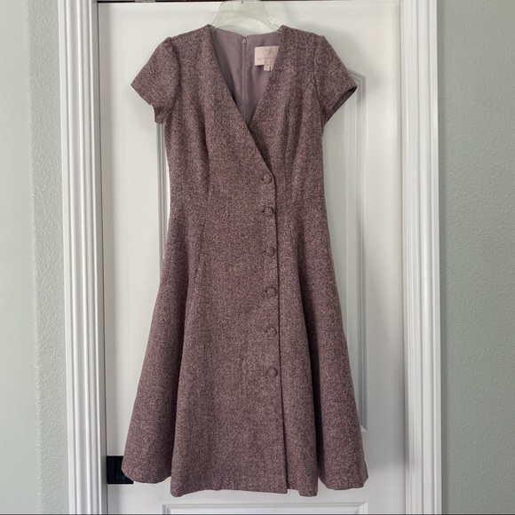 Gal Meets Glam Agatha Dress Pink Tweed Coat Dress Size 6 - Picture 2 of 12